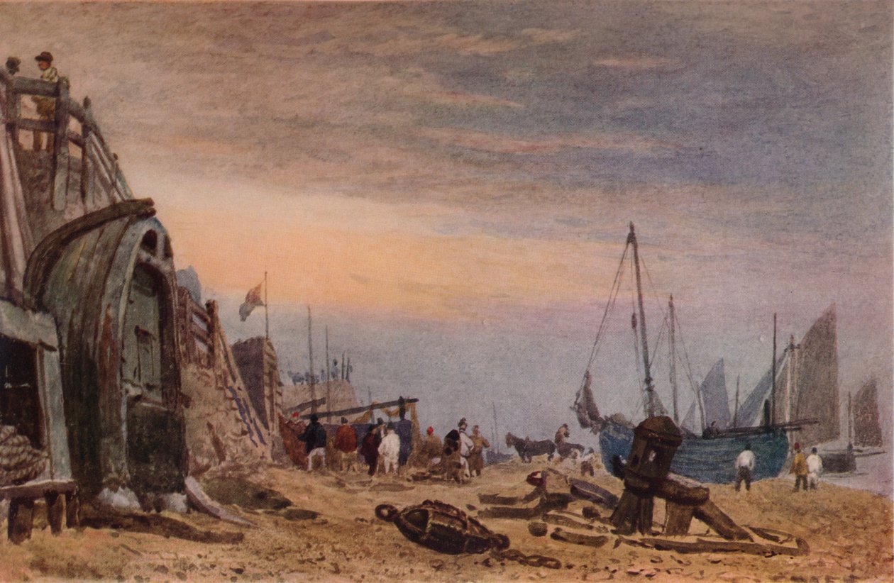 Brighton Beach, Haze clearing off, c1820 af Frederick Nash