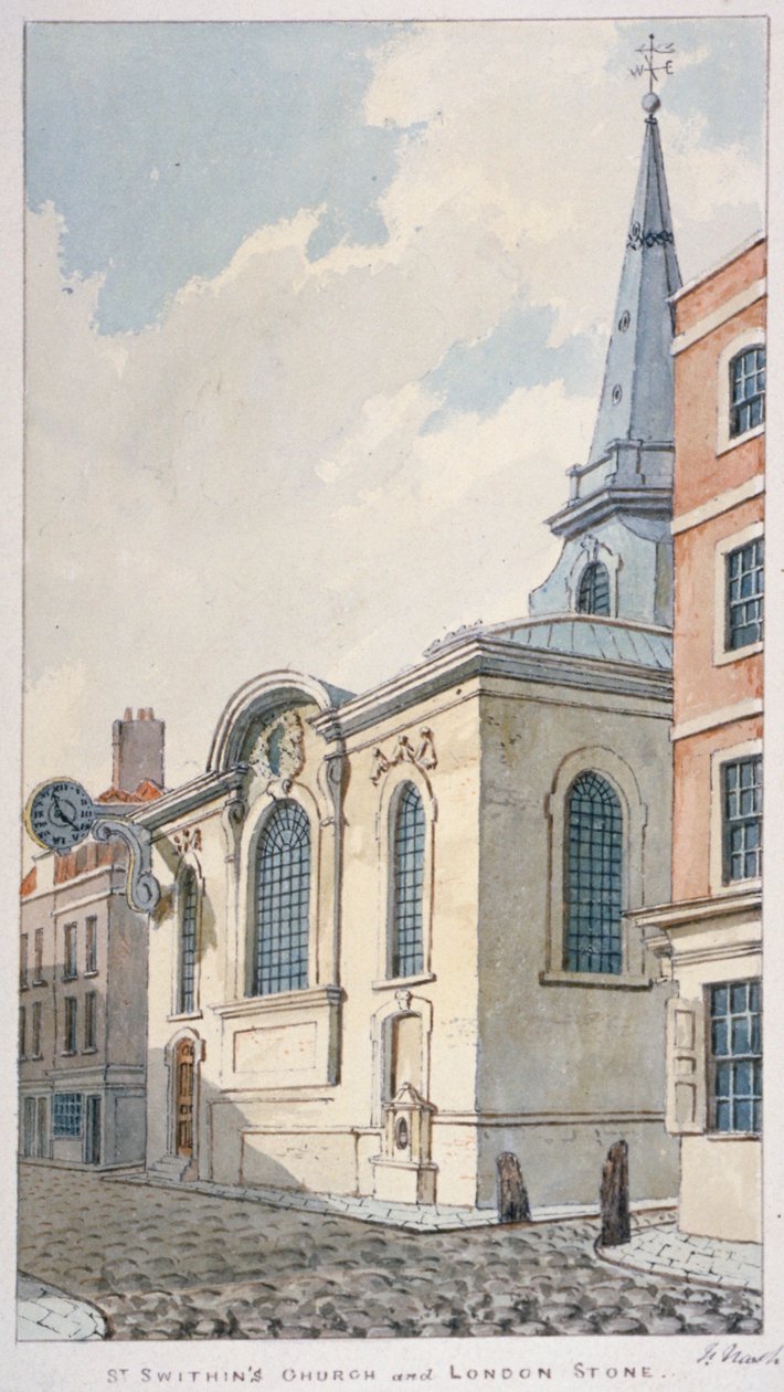 Church of St Swithin London Stone, City of London, 1840 af Frederick Nash