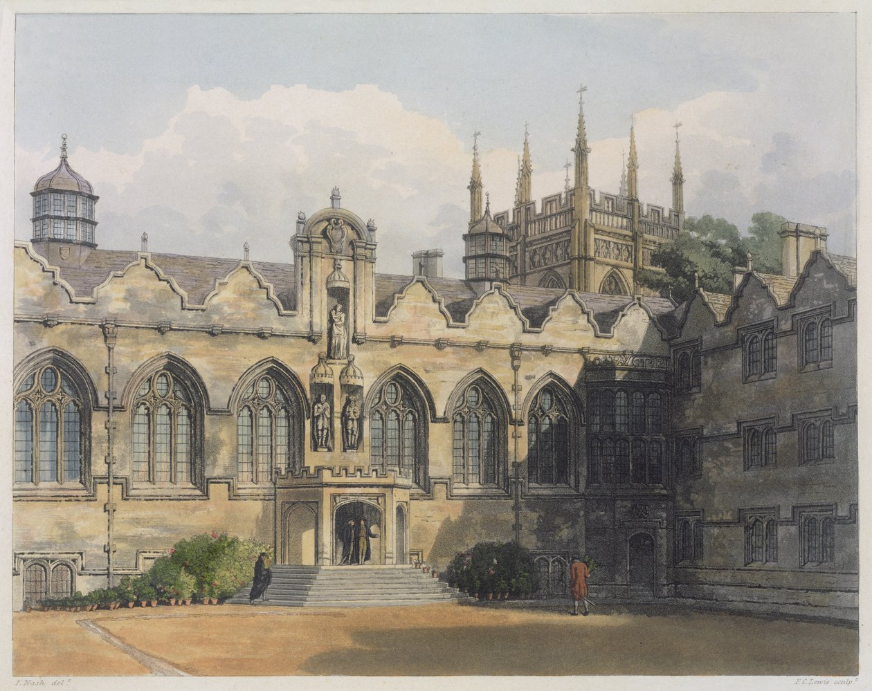 Yderside af Oriel College, illustration fra 