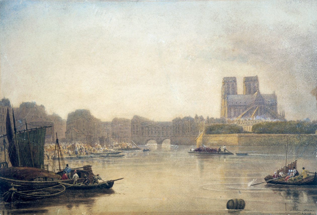 Notre Dame, Paris, 1800-tallet af Frederick Nash