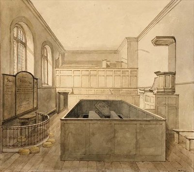The Chapel, Newgate Prison (akvarel) af Frederick Nash