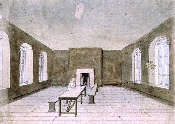 The Condemned Room, Newgate Prison (akvarel) af Frederick Nash