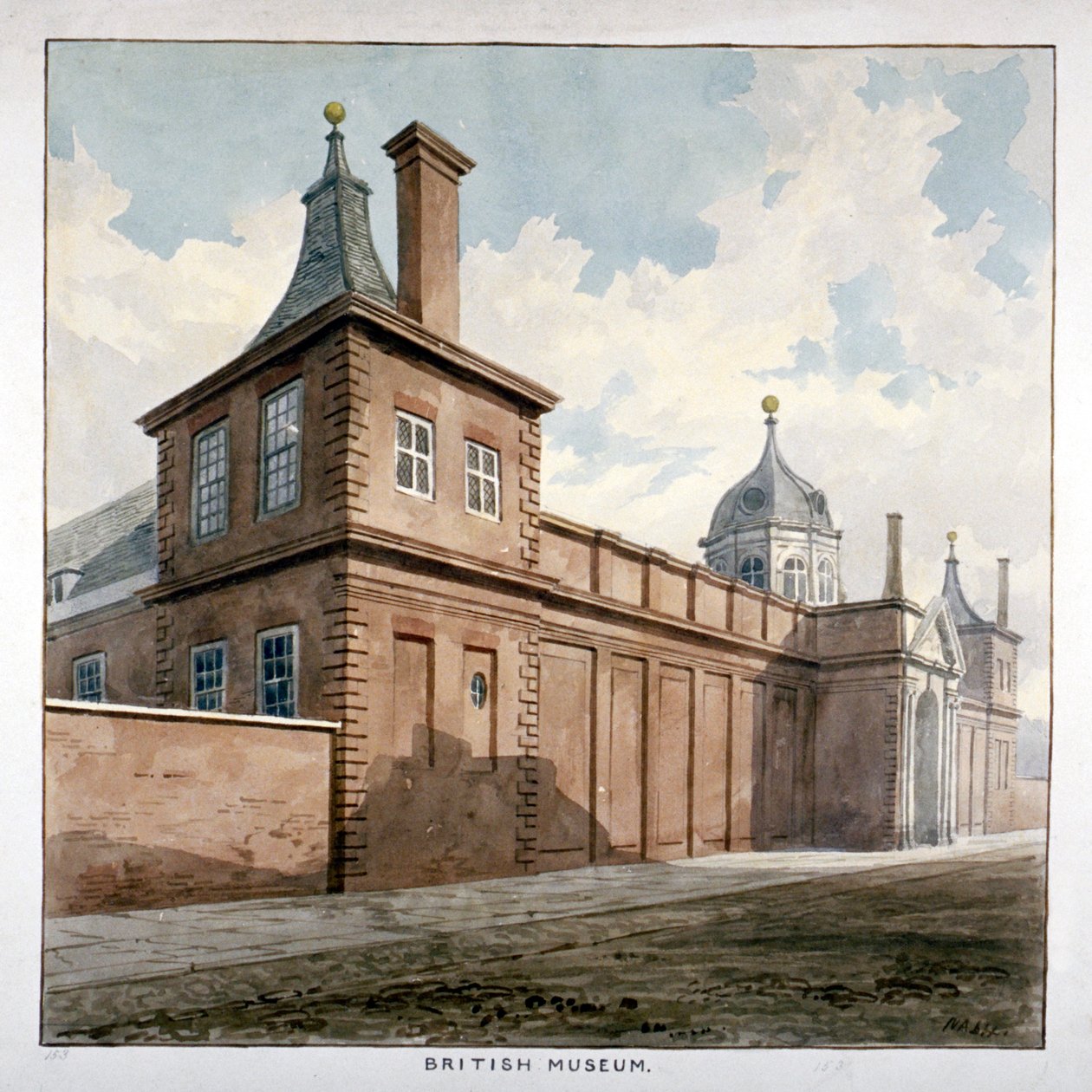 Udsigt over British Museum, Bloomsbury, London, c1807 af Frederick Nash