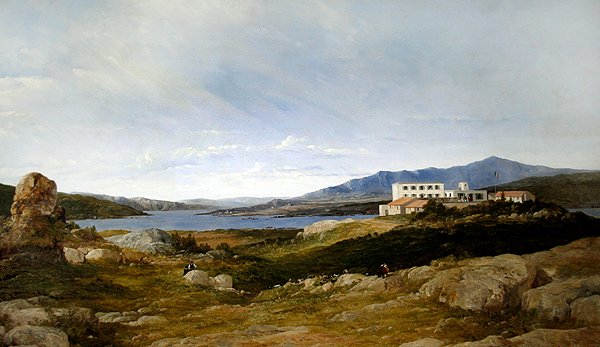 Udsigt over Garibaldis villa ved Caprera, Sardinien af Frederick Richard Lee