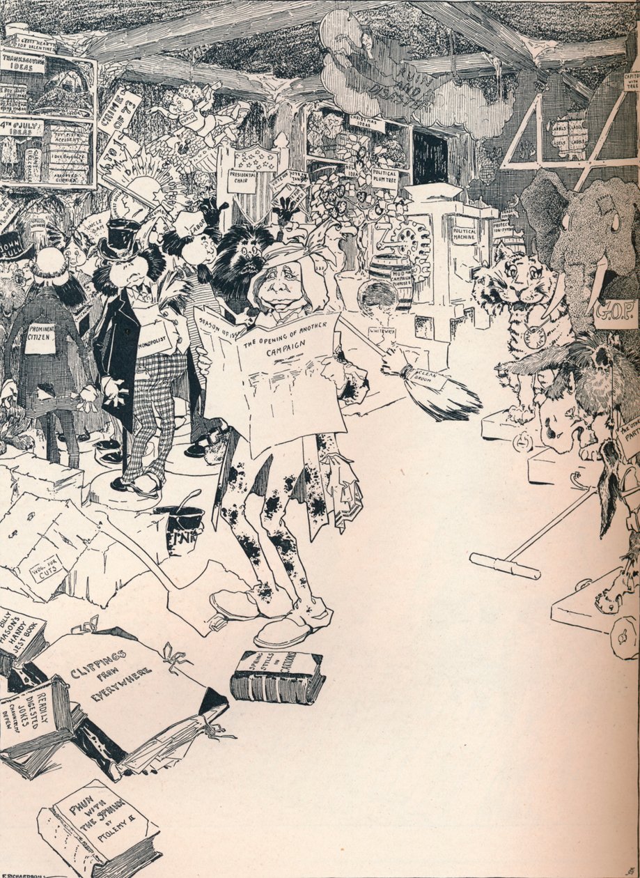 En klog tegneserieskabers ejendomsrum, c1890 af Frederick Richardson