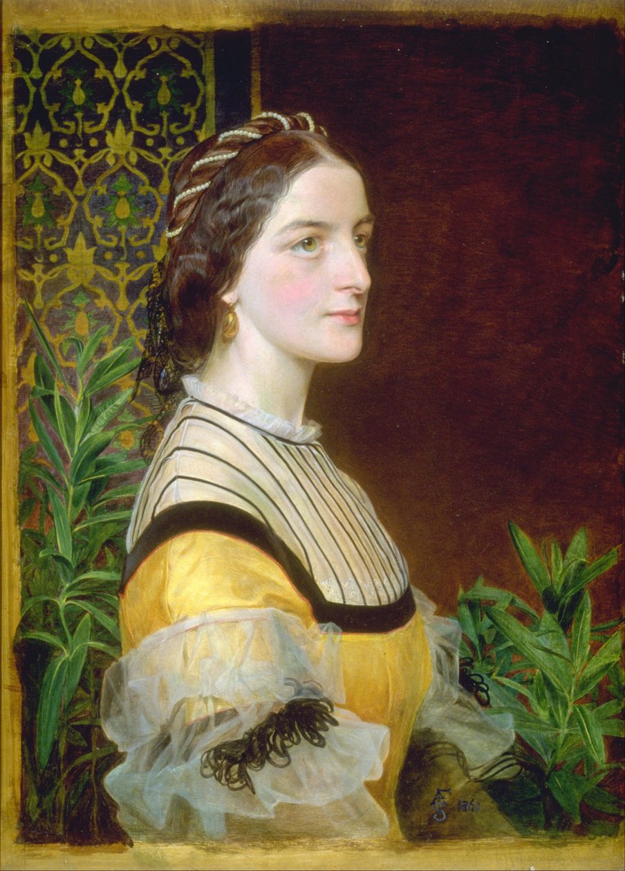 Portræt af en dame, sandsynligvis Anne Simms Reeve fra Brancaster Hall, Norfolk af Frederick Sandys