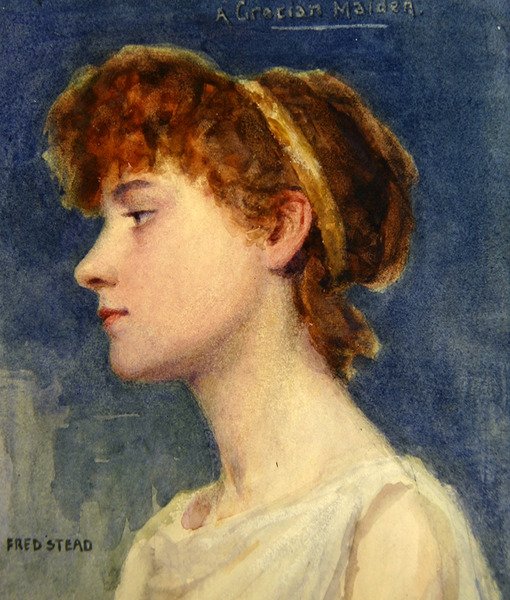 A Grecian Maiden, ca. 1890 (akvarel på papir) af Frederick Stead