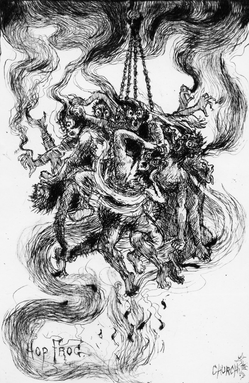 Hog Frog, illustration til historien af Edgar Allan Poe, ca. 1884 (radering) af Frederick Stuart Church