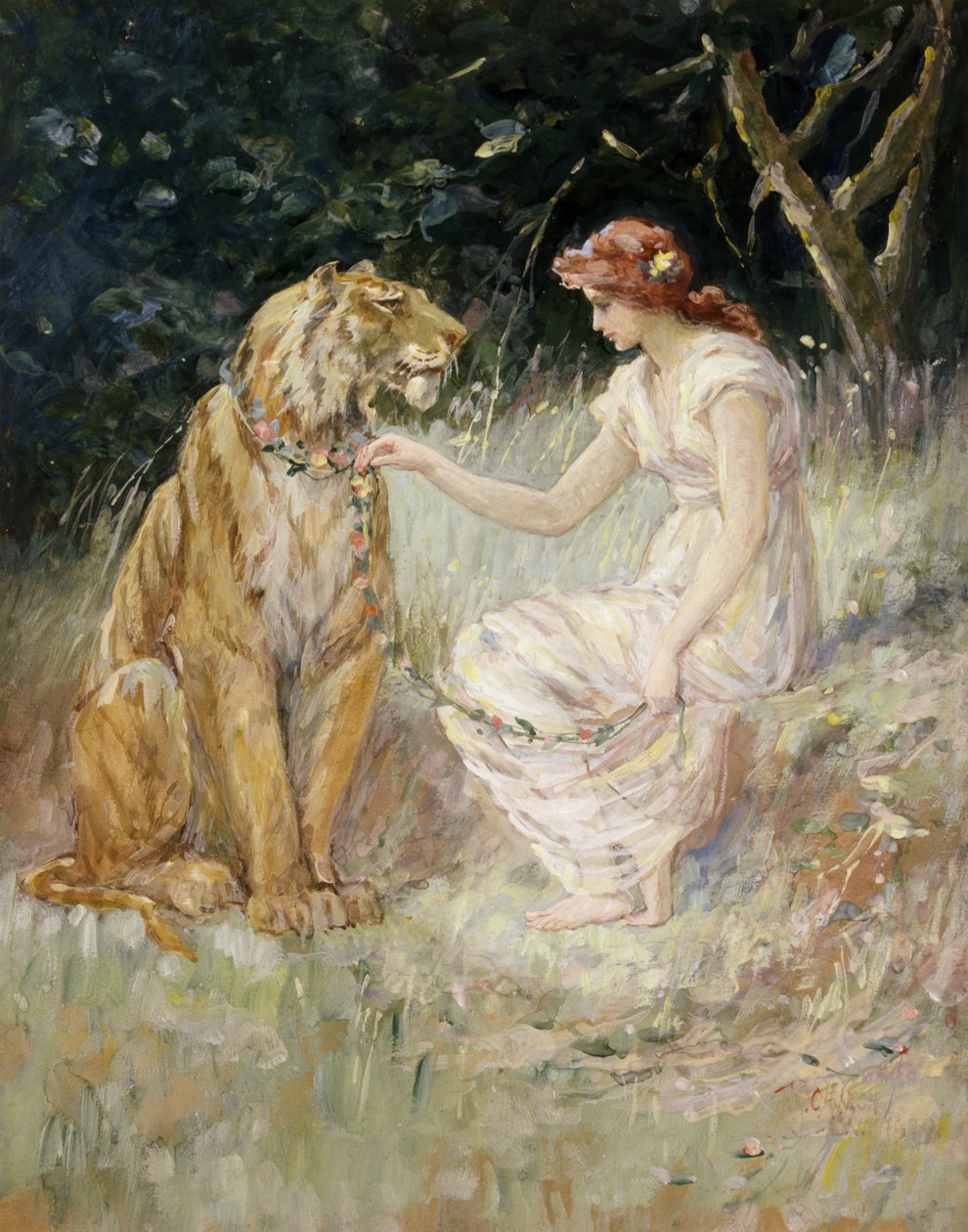 Lady and the Tiger, 1900. af Frederick Stuart Church