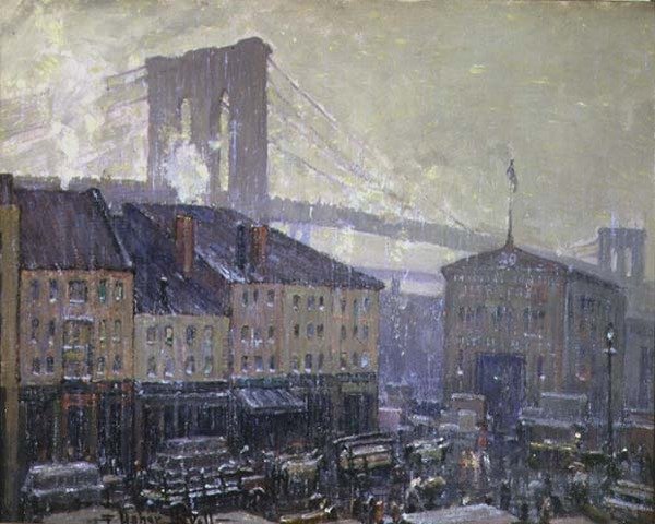 East River, New York, Winter (olie på lærred) af Frederick Usher de Voll