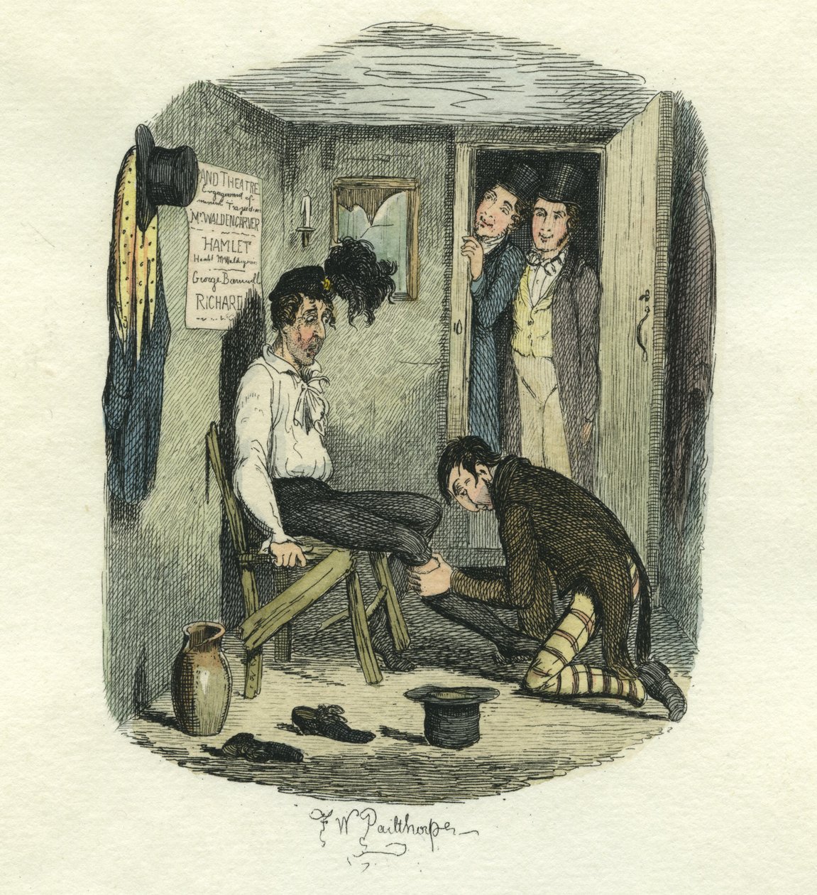 Hamlets aflivning, Store Forventninger, ca. 1885 (håndkoloreret radering) af Frederick W. Pailthorpe