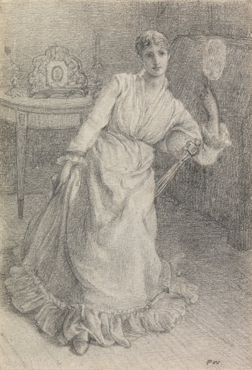 Miss Maria Ansdell (blyant på papir lagt på kort) af Frederick Walker