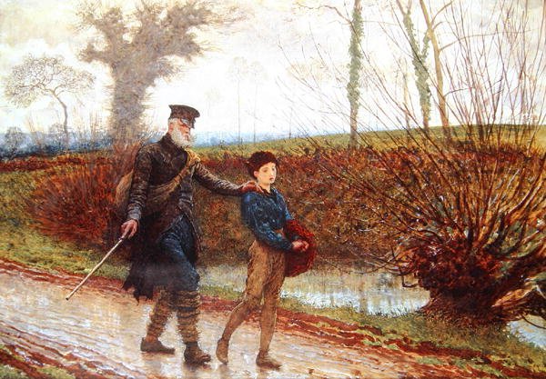 Wayfarers (blyant og akvarel forstærket med kropsfarve på papir) af Frederick Walker