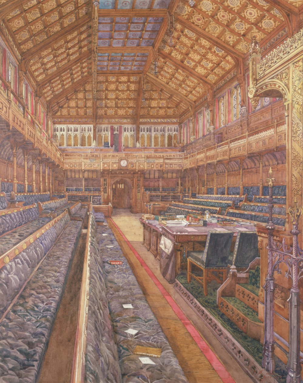 Interiør af Underhuset, juni 1897 (wc på papir) af Frederick Walter Lee