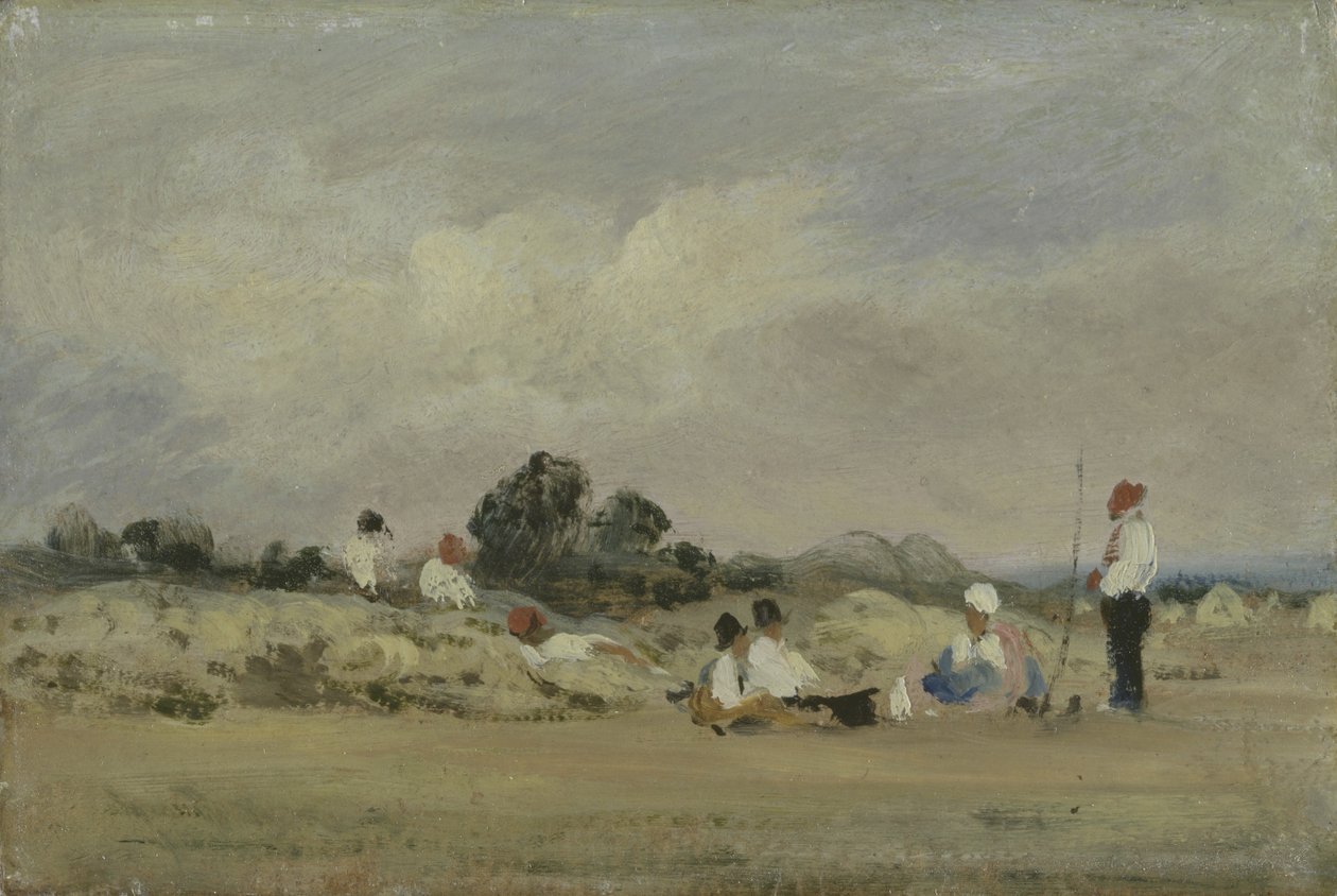 Haymakers Resting (olie på pap) af Frederick Waters Watts