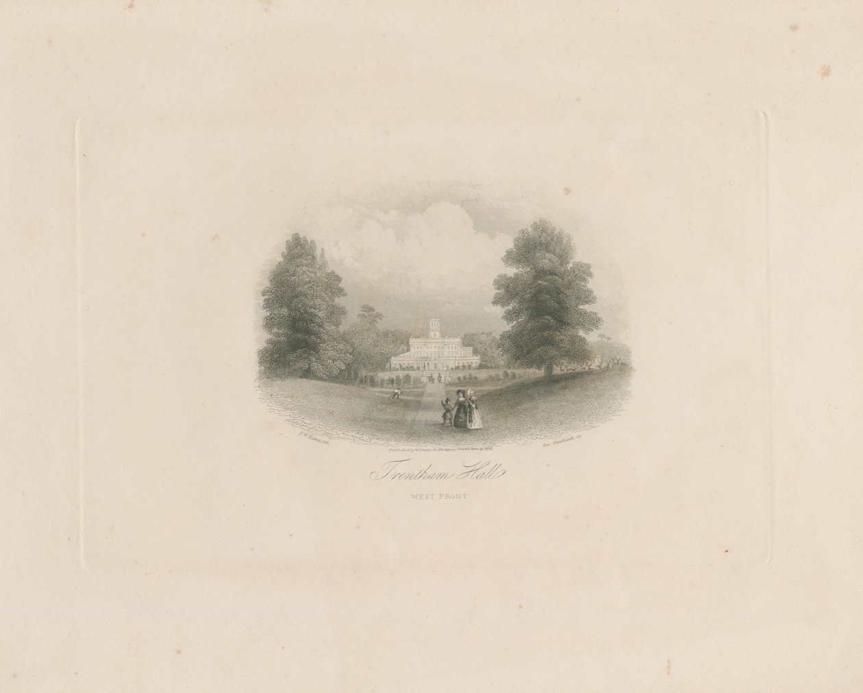 Trentham Hall: gravering (vignetteret), nd [c 1843] (tryk) af Frederick William Hulme