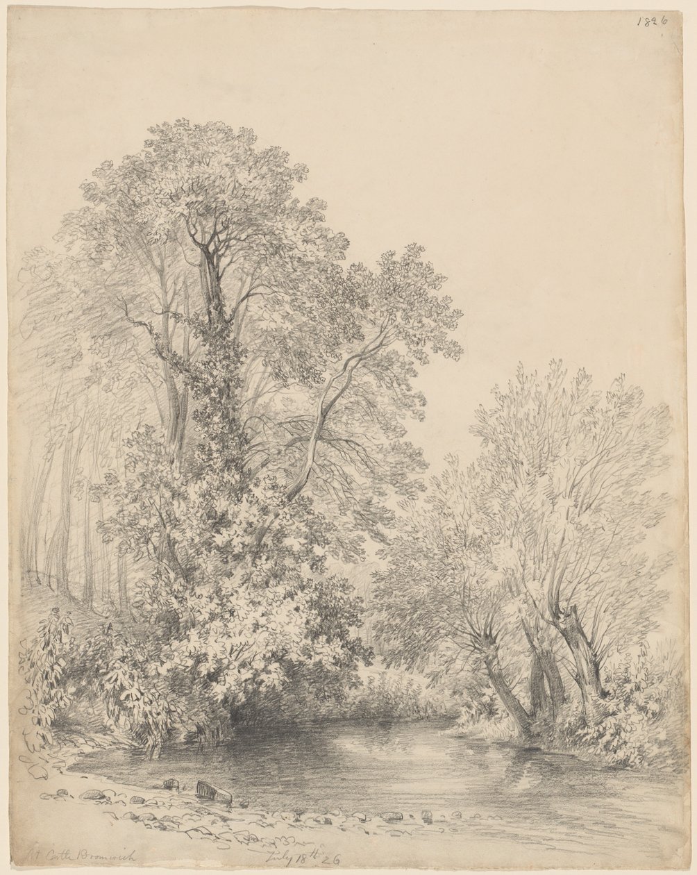 Træer ved floden ved Castle Bromwich af Frederick William Watts