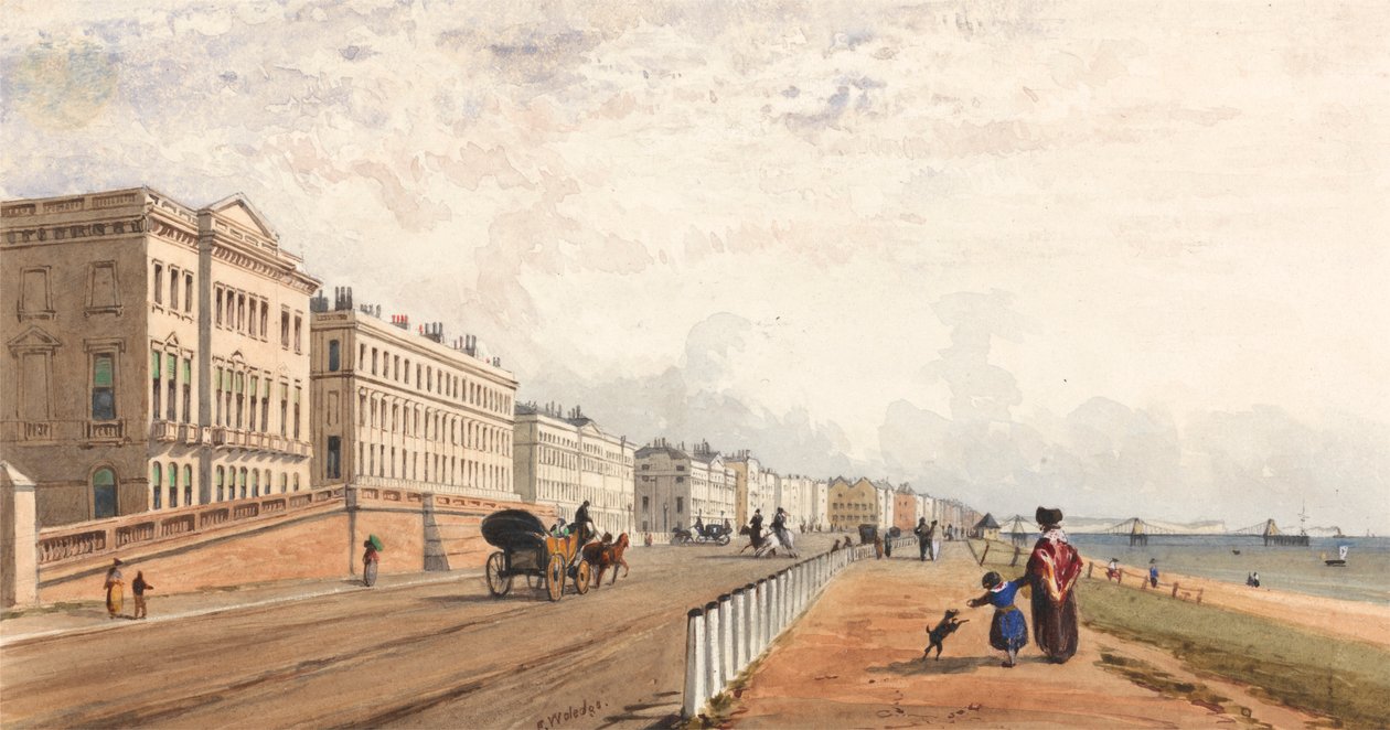 Brighton: fronten og kædemolen set i det fjerne af Frederick William Woledge