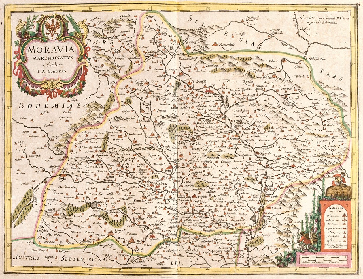 Kort over Mähren (Tjekkiet) (radering af Frederick de Wit