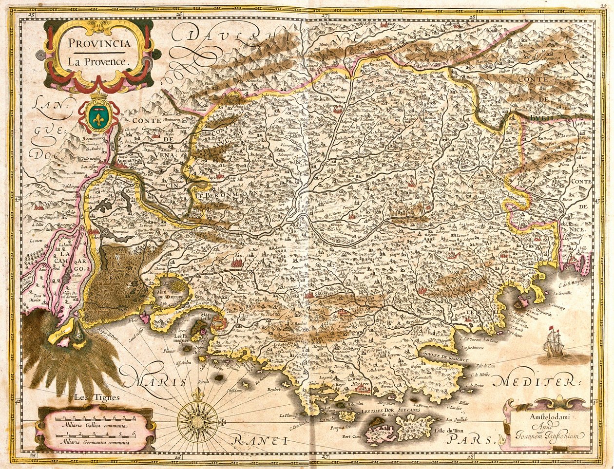 Kort over Provence (Frankrig) (radering af Frederick de Wit