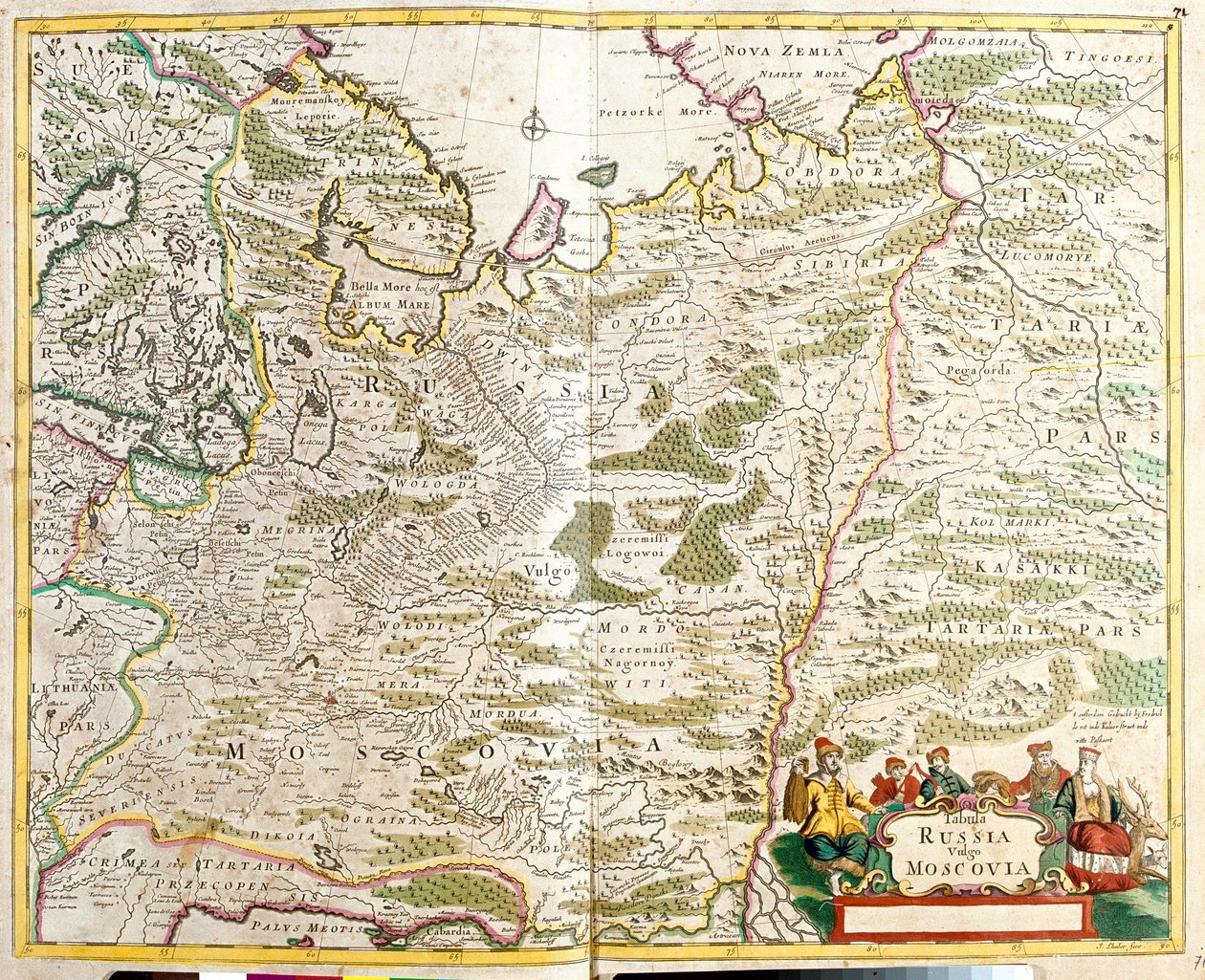 Kort over Rusland, omkring Moskva by (radering af Frederick de Wit