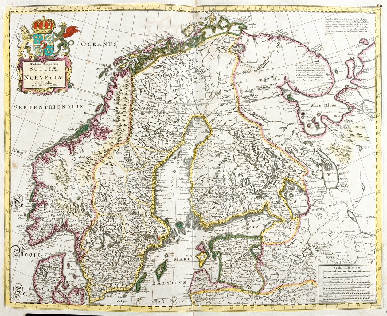 Kort over Sverige og Norge (radering af Frederick de Wit