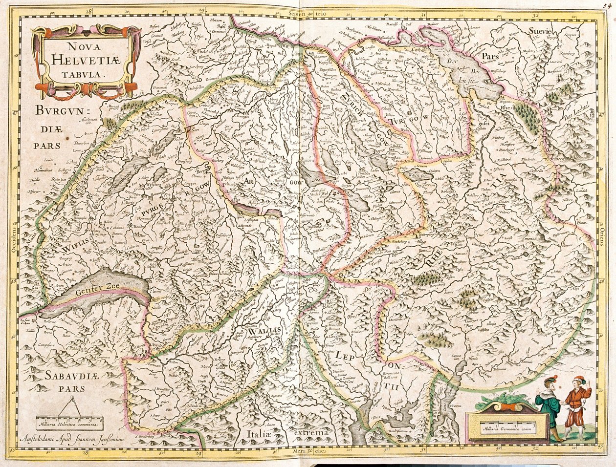 Kort over Schweiz (radering af Frederick de Wit