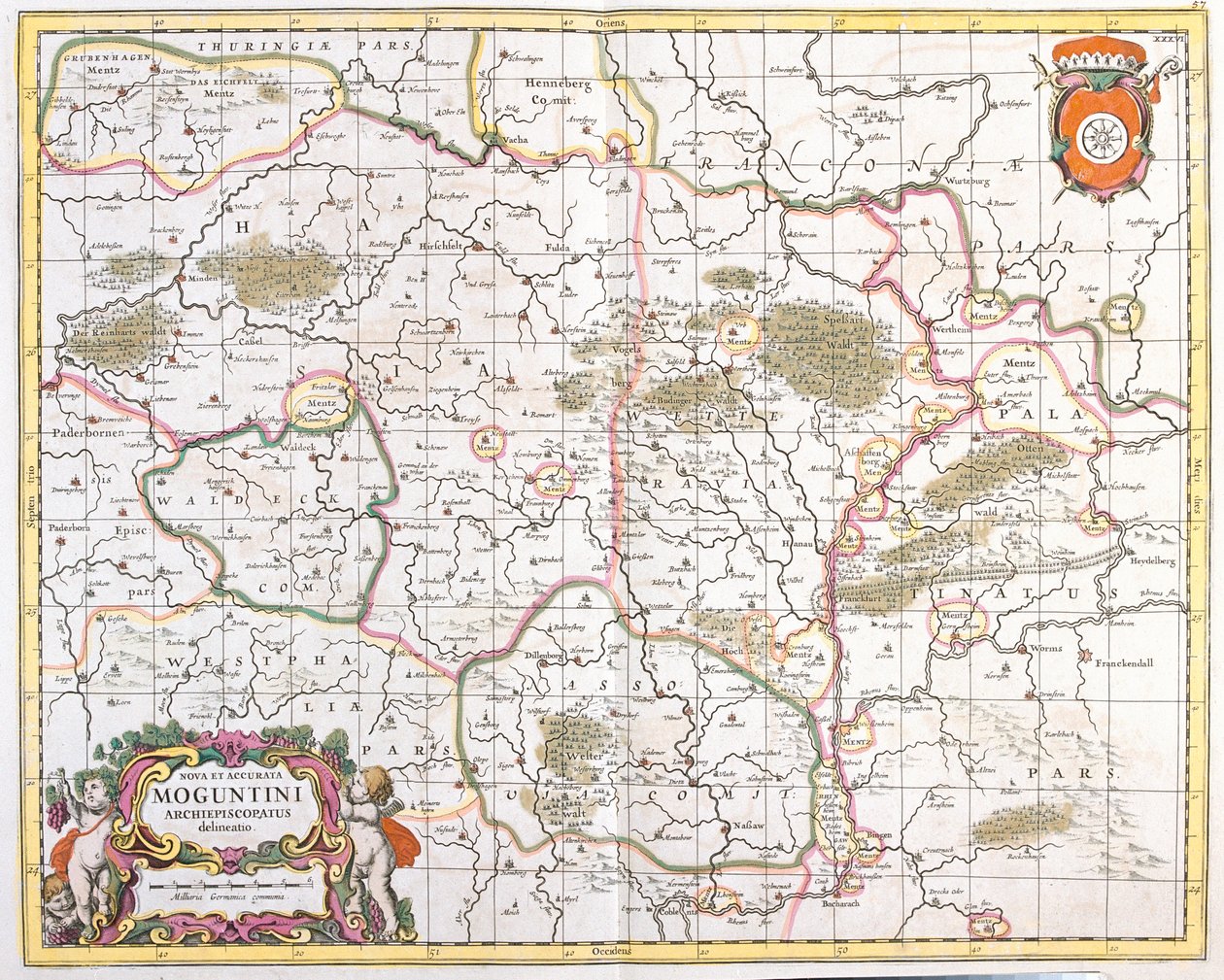 Kort over Archeveche of Mainz (Tyskland) (radering af Frederick de Wit