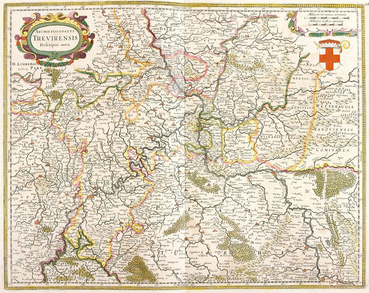 Kort over Archeveche of Treves (Tyskland) (radering af Frederick de Wit