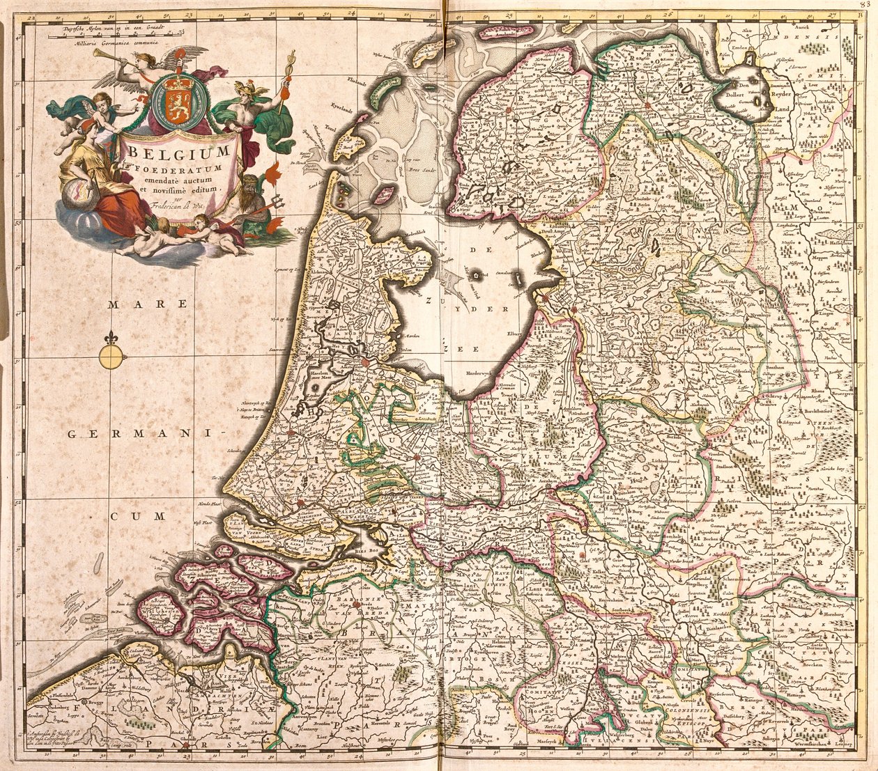 Kort over den belgiske føderation (Belgien) (radering af Frederick de Wit