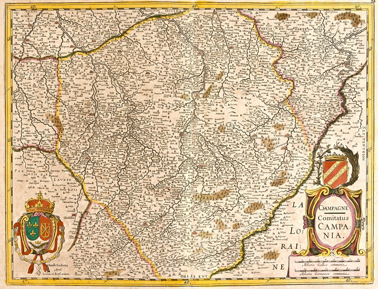 Kort over greven af Champagne (Frankrig) (radering af Frederick de Wit