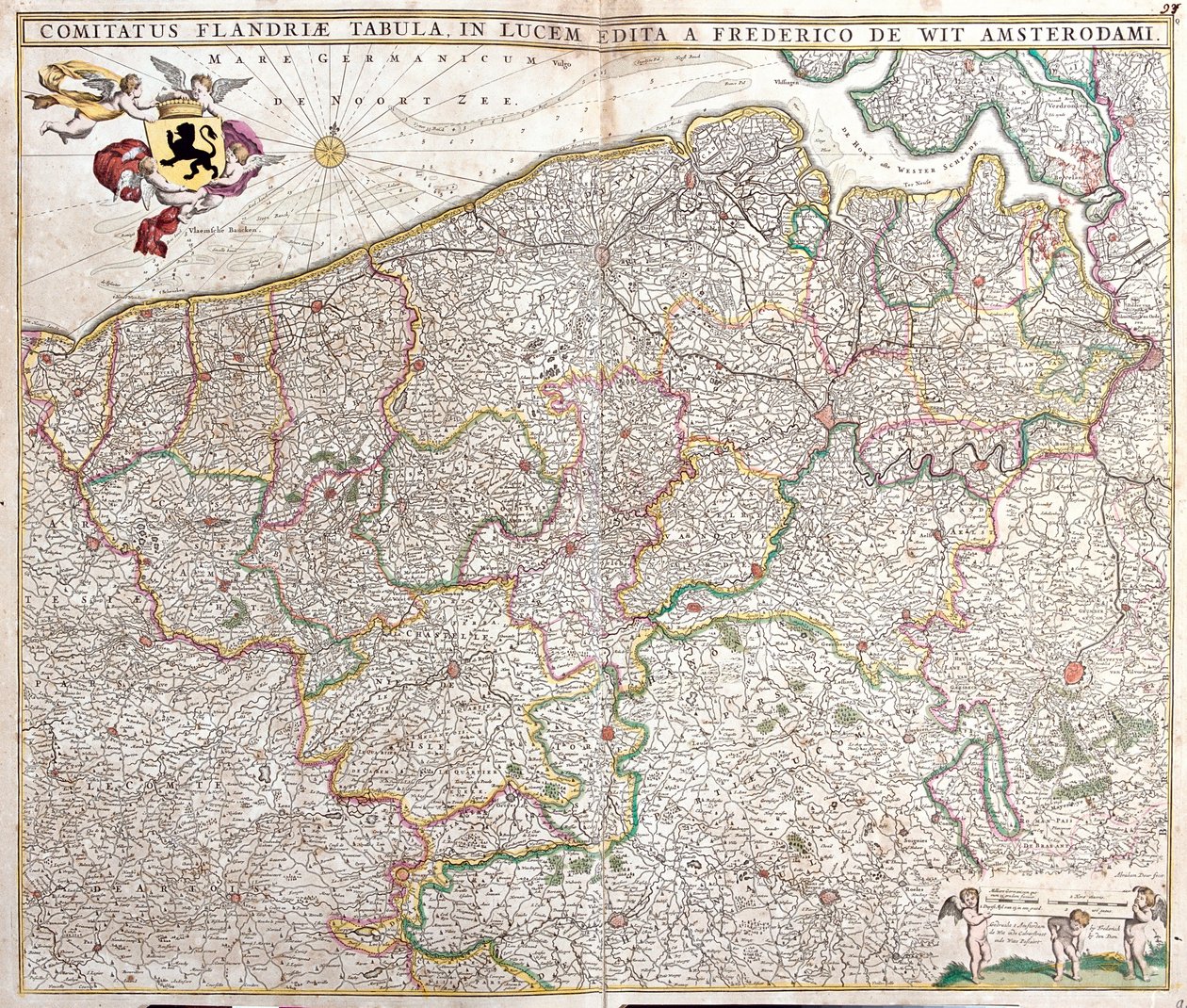 Kort over greven af Flandern (Frankrig og Belgien) (radering af Frederick de Wit