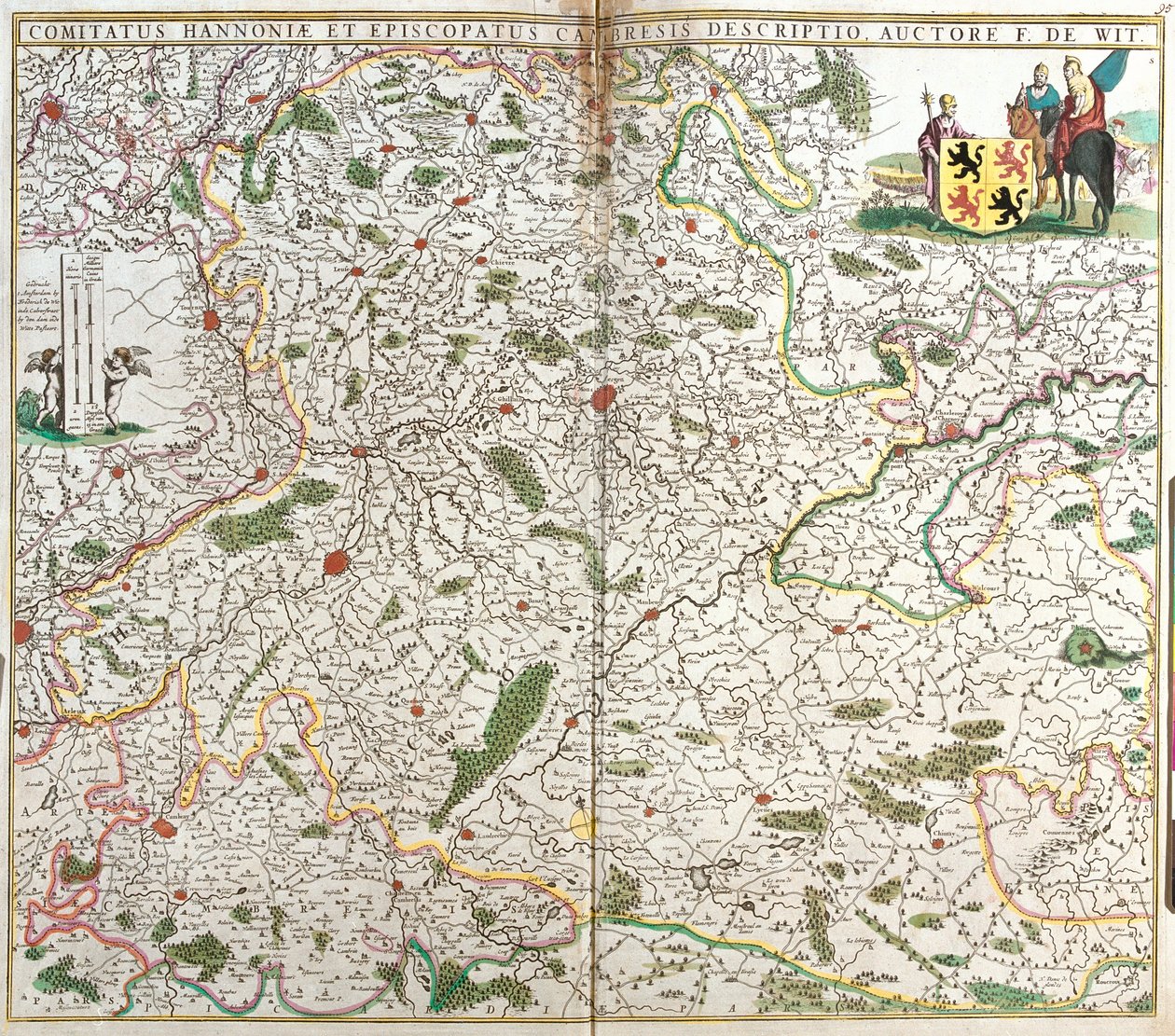 Kort over greven af Hainaut (Hainaut) (Belgien) og Eveche of Cambresis (Frankrig) (radering af Frederick de Wit