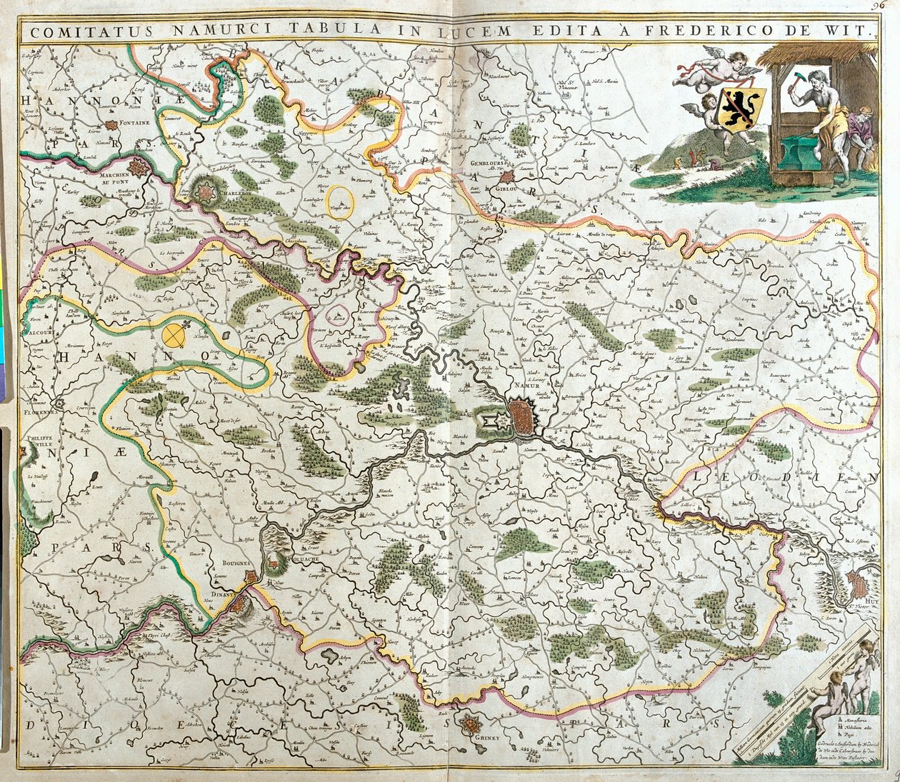 Kort over greven af Namur (Belgien) (radering af Frederick de Wit