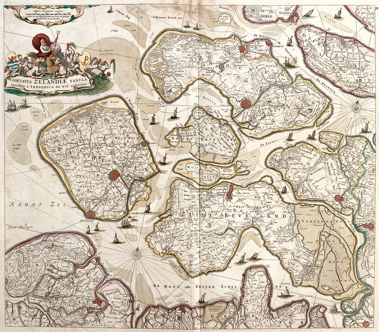 Kort over greven af Zelande (Holland) (radering af Frederick de Wit