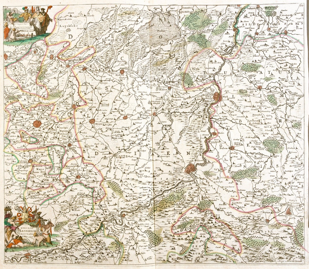 Kort over Liège stift (Belgien) (radering af Frederick de Wit