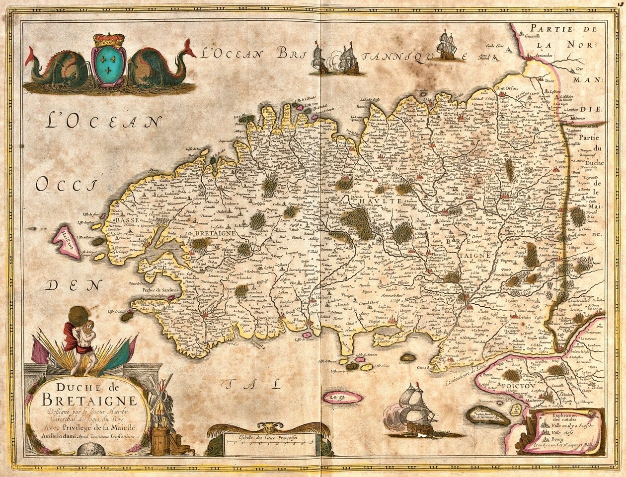 Kort over hertugen af Bretagne (Frankrig) (radering af Frederick de Wit