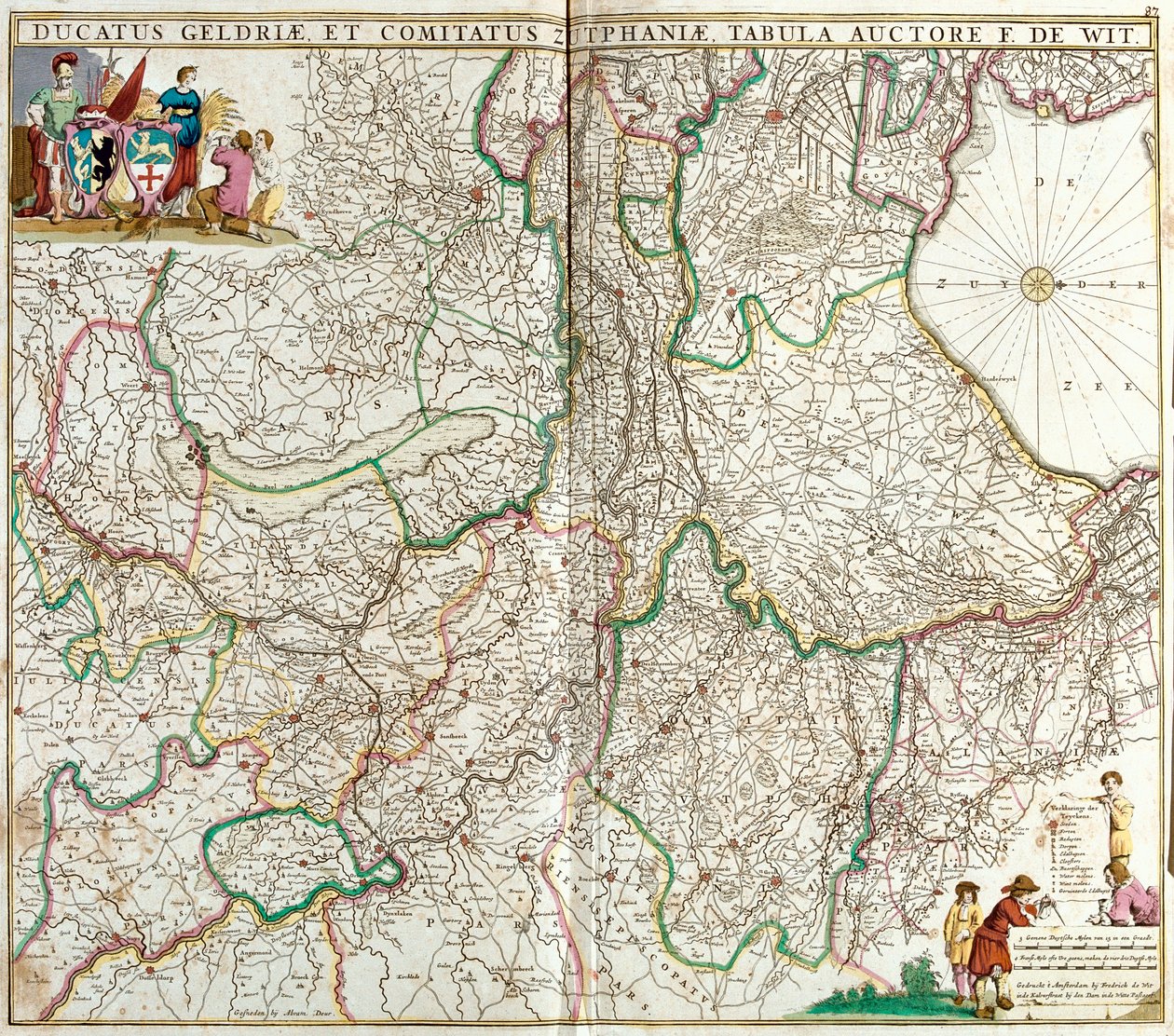 Kort over hertugen af Gelderland og greven af Zutphen (Tyskland) (radering af Frederick de Wit
