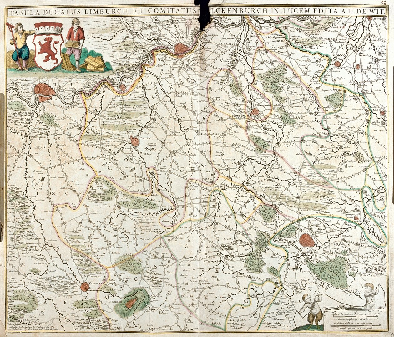 Kort over hertugdømmet Limburg (Belgien) (radering af Frederick de Wit
