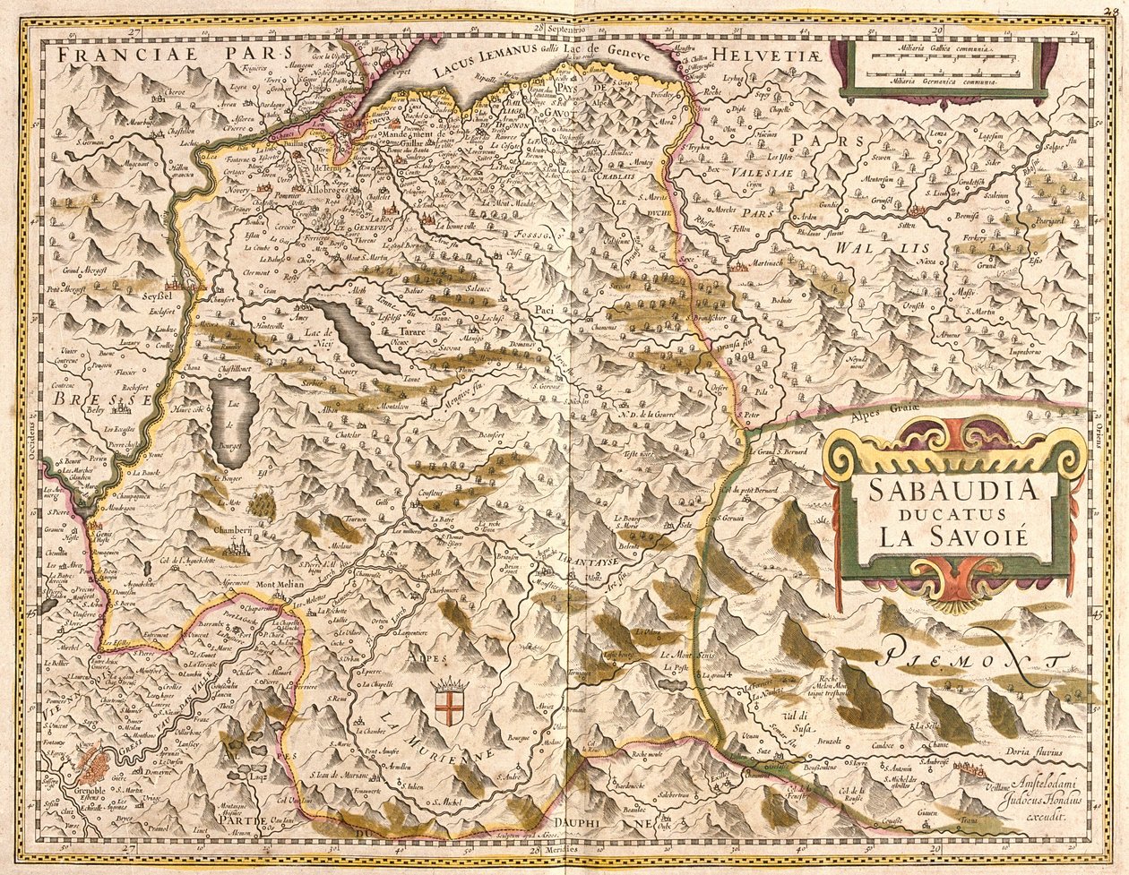 Kort over hertugdømmet Savoie (Frankrig) (radering af Frederick de Wit