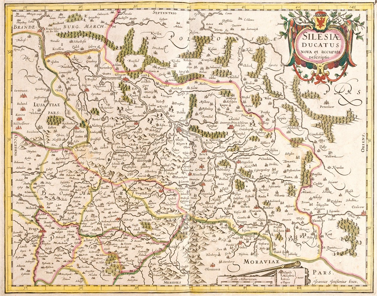 Kort over hertugdømmet Schlesien (Tyskland og Tjekkiet) (radering af Frederick de Wit