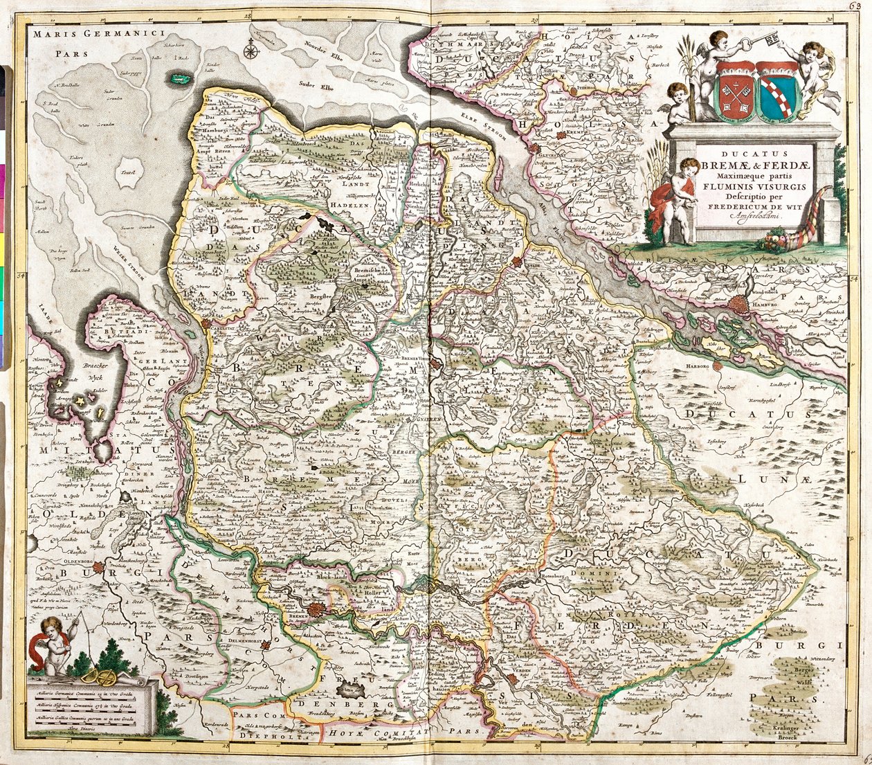 Kort over hertugen af Breme og Verden (Tyskland) (radering af Frederick de Wit