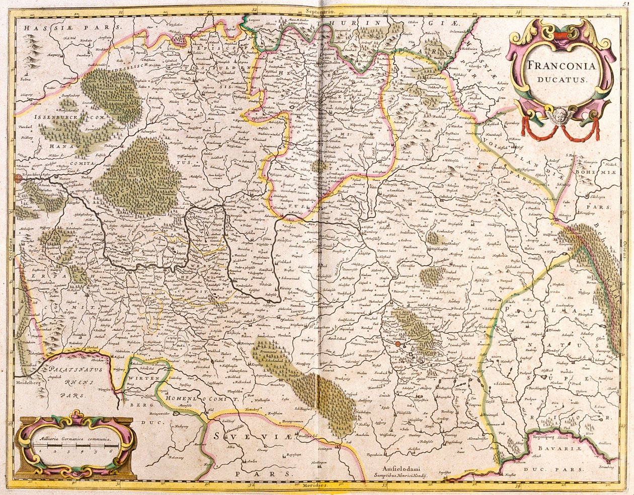 Kort over hertugen af Franken (Tyskland) (radering af Frederick de Wit