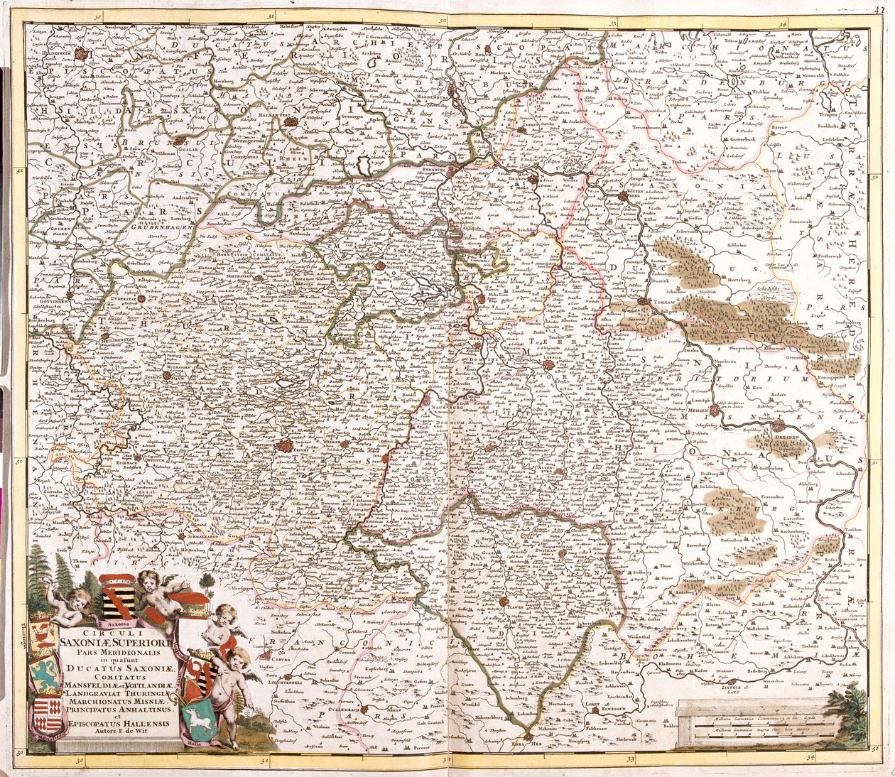 Kort over hertugen af Sachsen (Tyskland) (radering af Frederick de Wit