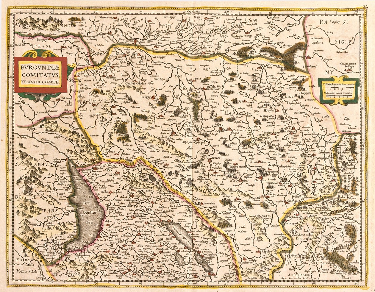 Kort over Franche Comte (Frankrig) (radering af Frederick de Wit