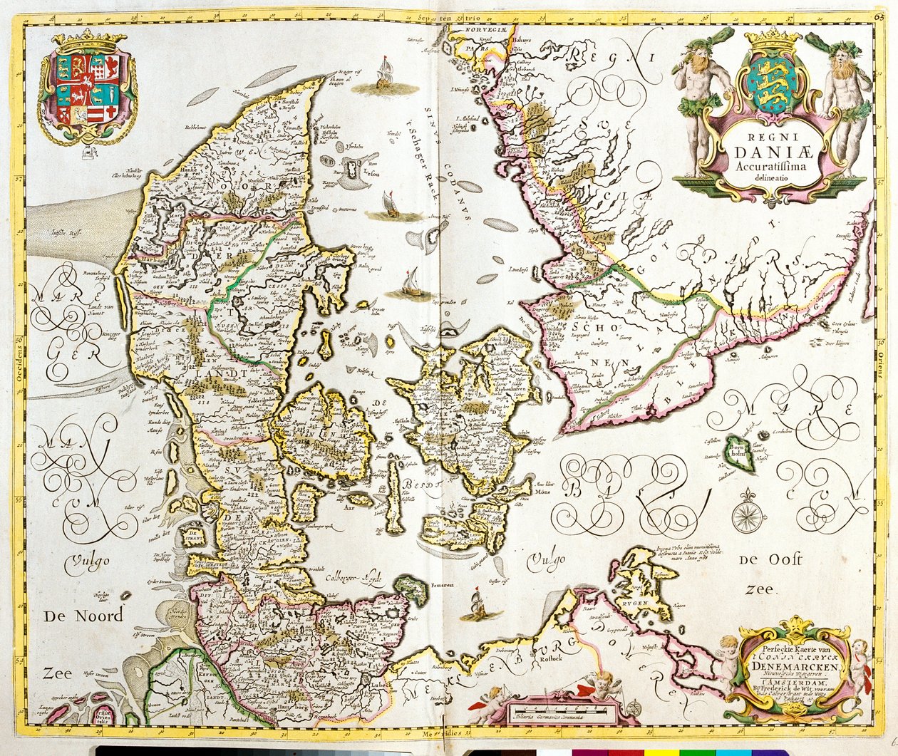 Kort over Kongeriget Danmark (radering af Frederick de Wit