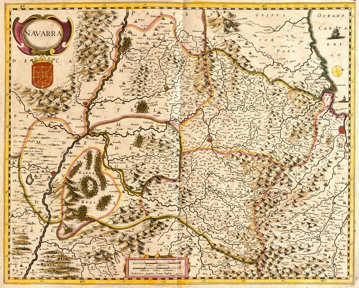 Kort over Kongeriget Navarra (Frankrig) (radering af Frederick de Wit