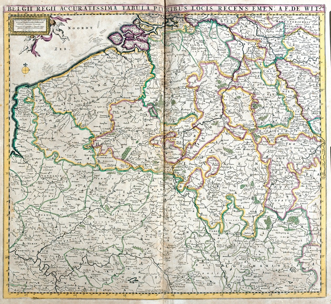 Kort over Kongeriget Nederlandene (radering af Frederick de Wit