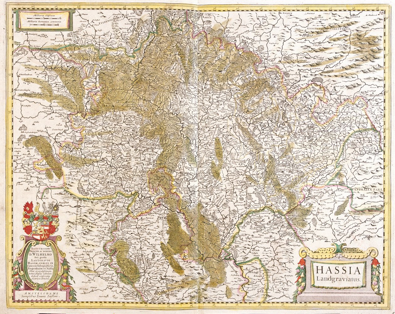 Kort over landgraven i Hessen (Tyskland) (radering af Frederick de Wit