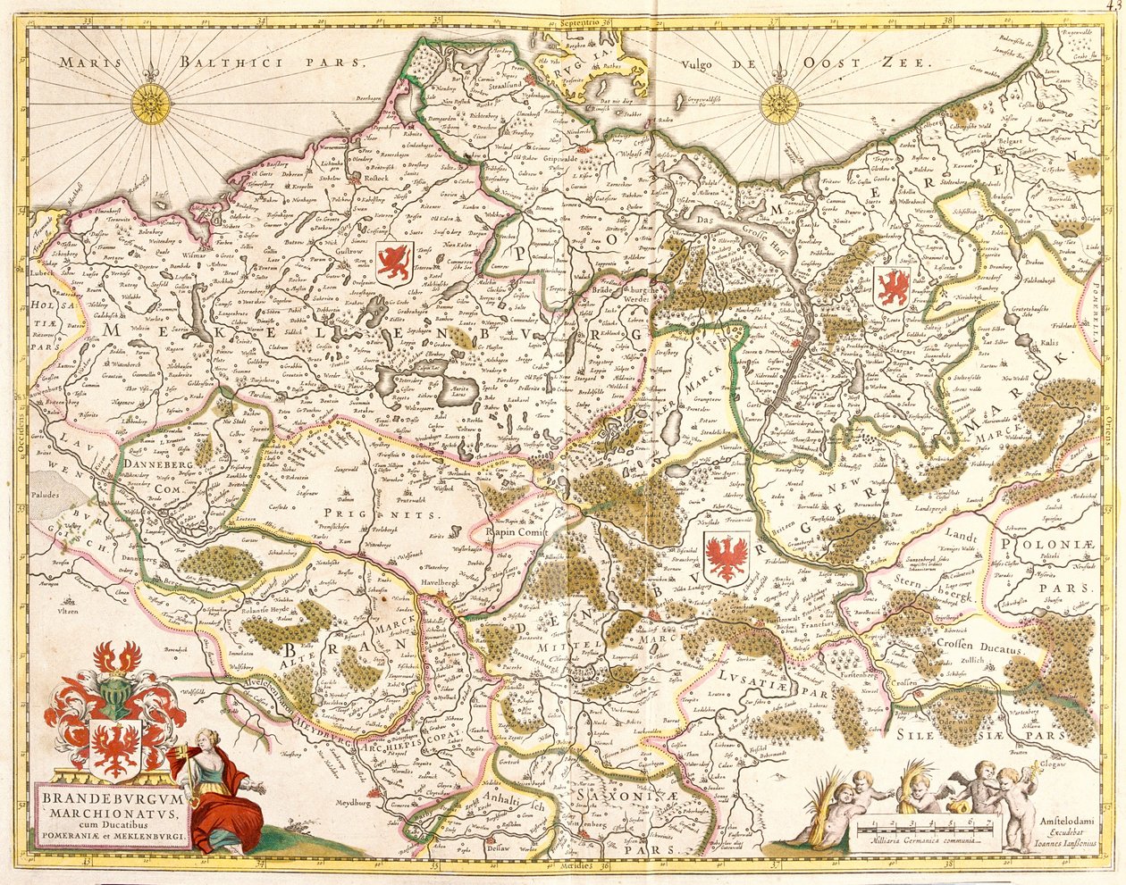 Kort over markgrevskabet af Brandenburg (Tyskland) (radering af Frederick de Wit